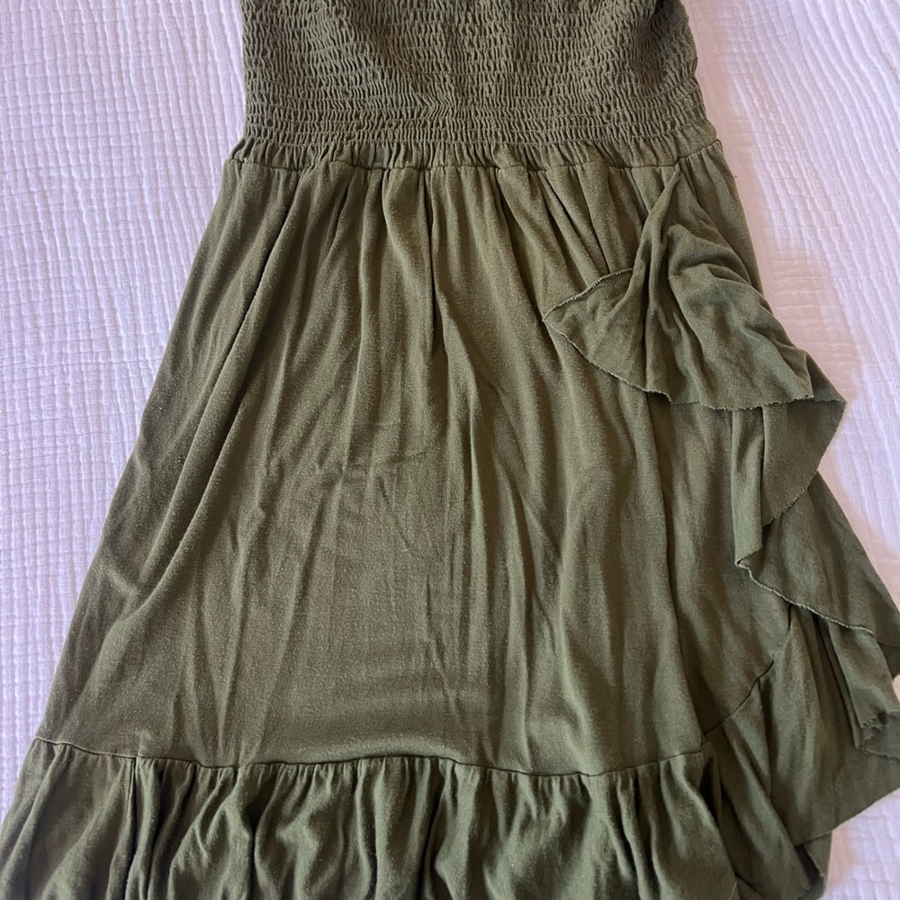 Olive Green Strapless Dress
